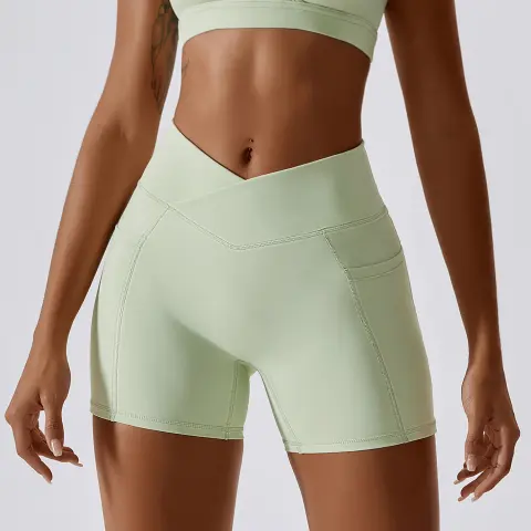 Running Fitness Shorts Cross Waist Tights for Women
