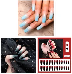 Long Ballet Flat Head Pointed Water Drop Fake Nails - Set - View 1