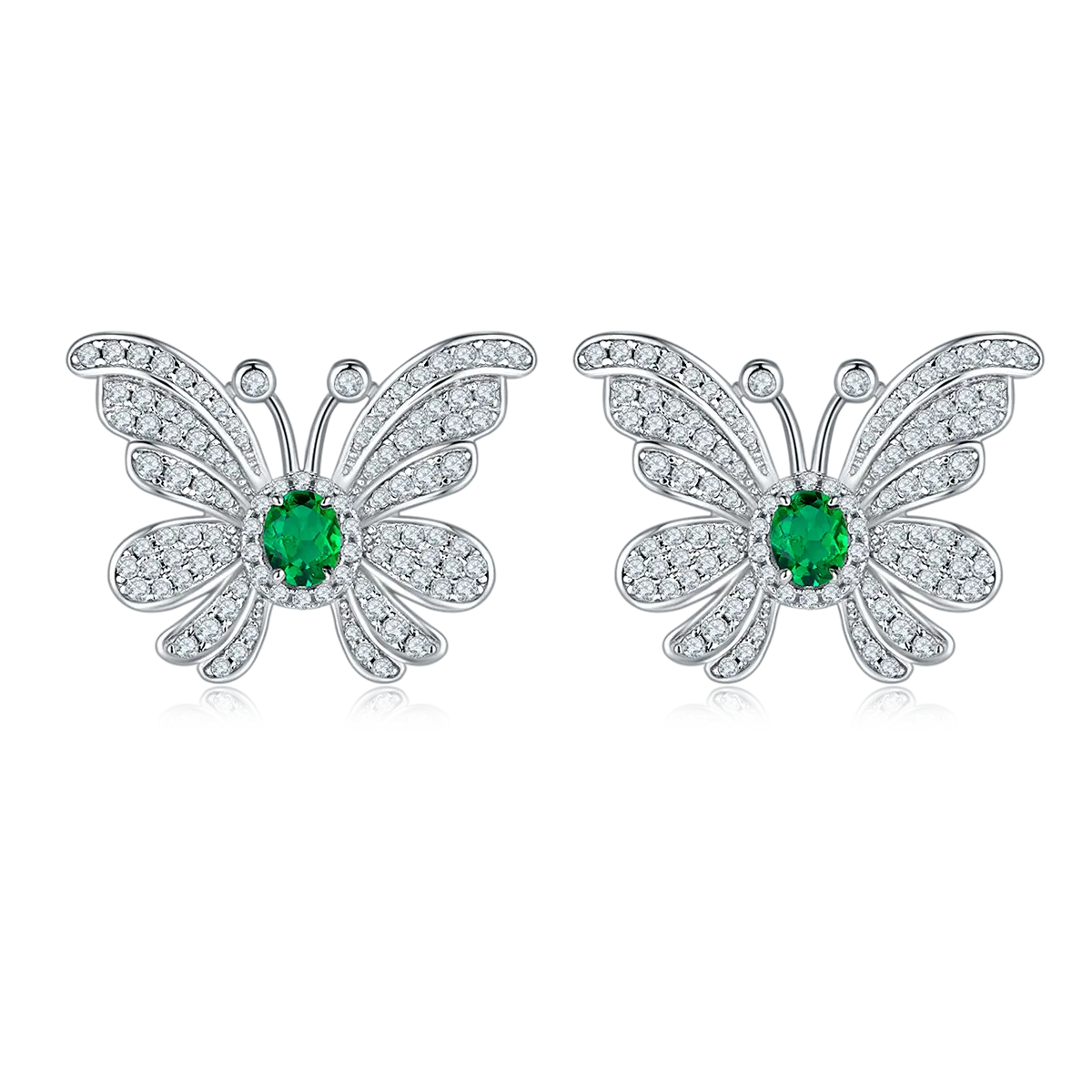 S925 Silver 6.6g Platinum Plated Butterfly Earrings