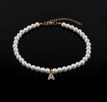 Stylish Beach Pearl Letter Anklet