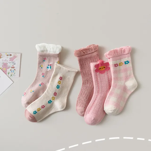 Three dimensional Jacquard Flower Bow Princess Socks Pink - Shop at LoveMi