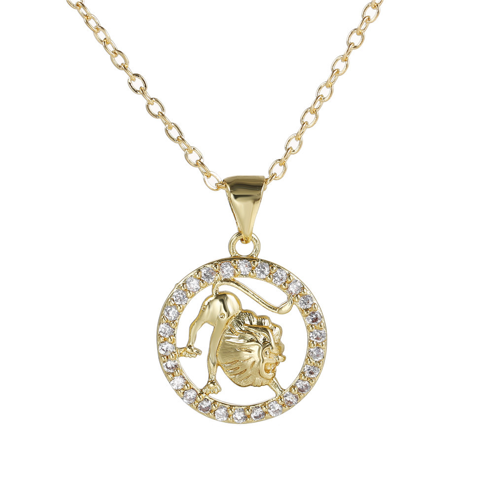 Copper Inlaid Zircon Pendant Clavicle Chain Necklace