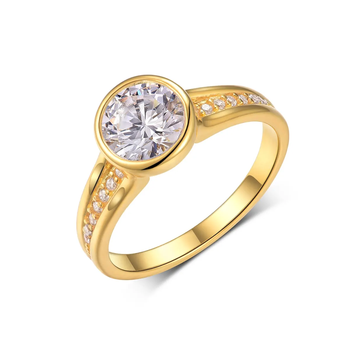 S925 Sterling Silver 7mm Round Bezel Moissanite