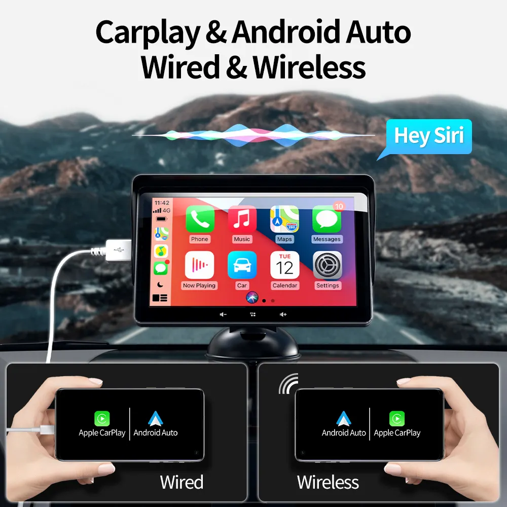 7 Car Wireless CarPlay Display Cigarette Lighter