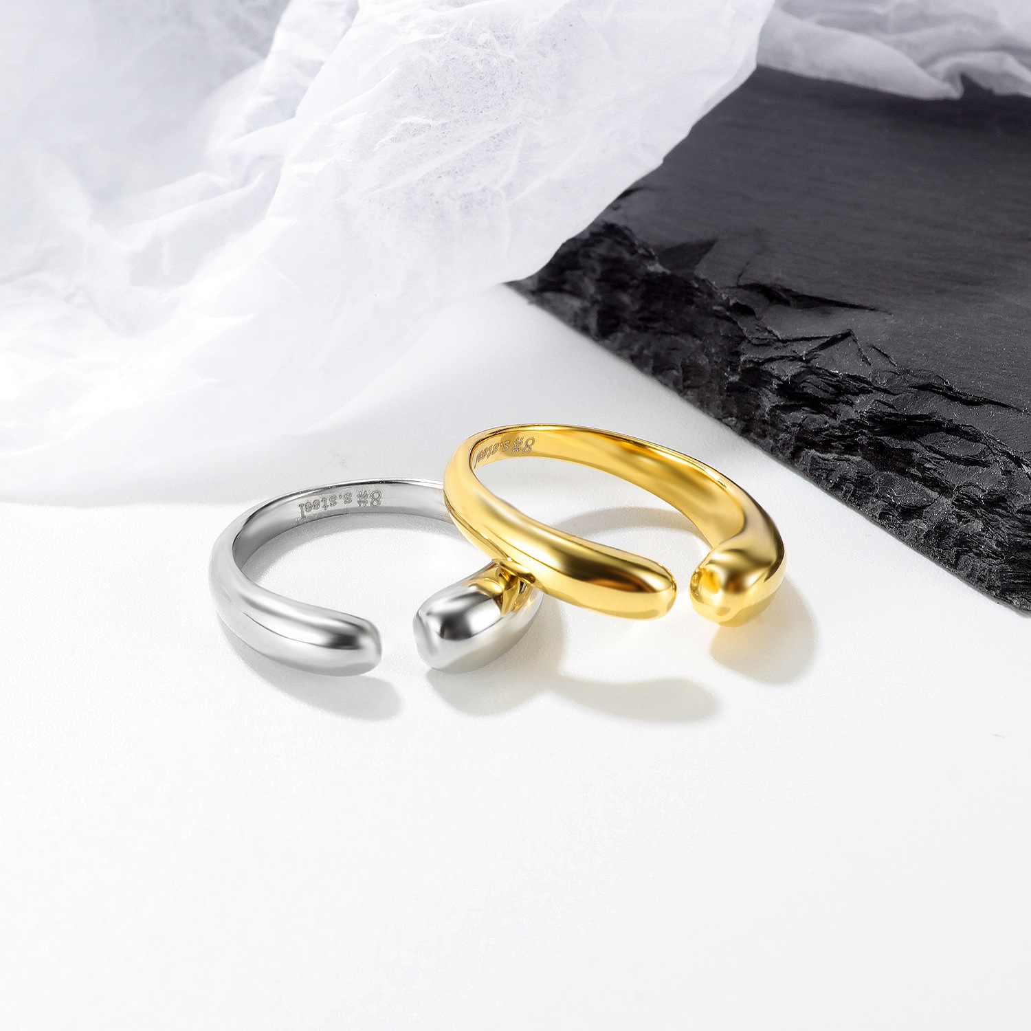 Snake-shaped Line Opening Titanium Steel Ring