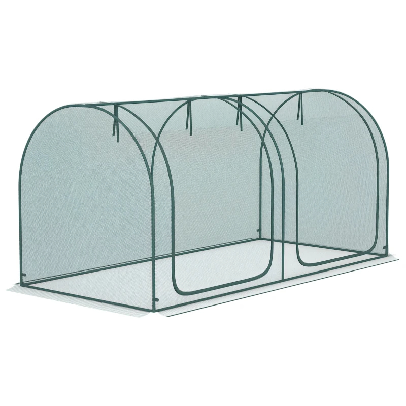 Crop Cage, Plant Protection Tent With Two Zippered Doors, Storage Bag And 4 Ground Stakes, For Garden, Yard, Lawn, Green