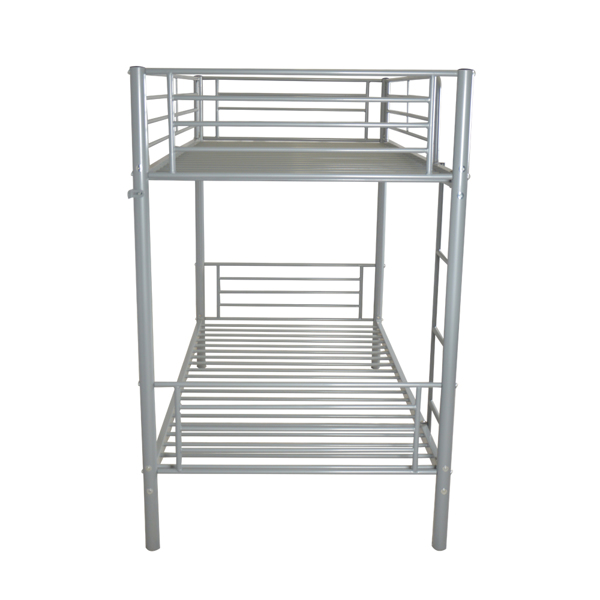 Iron Bed Bunk Bed with Ladder for Kids Twin Size Gray β photo 8