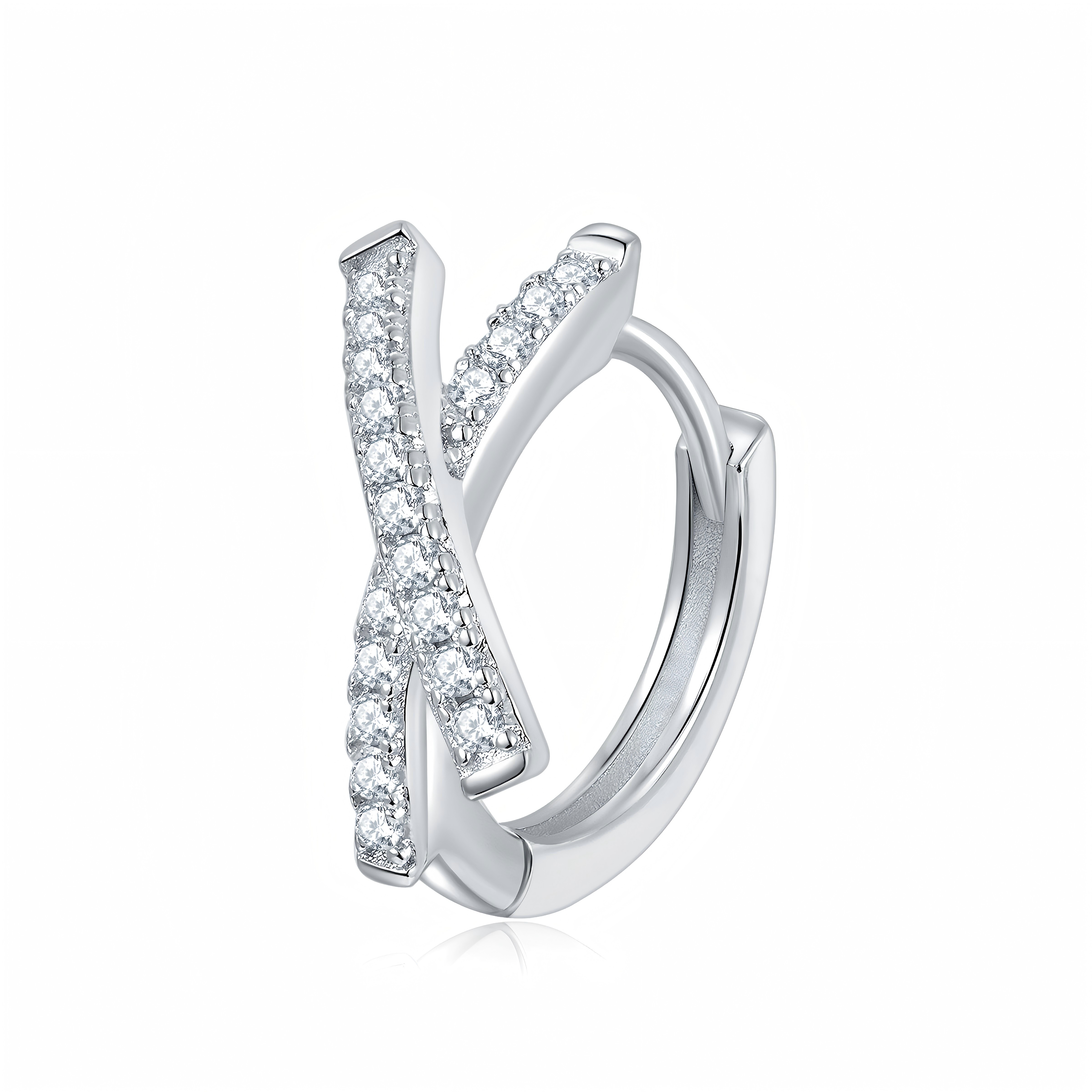 S925 Sterling Silver Moissanite Cross Hoop Earrings  Platinum Plated Pave Huggie Earrings With GRA Certificate Minimalist Jewelry Gift Box Set For Women