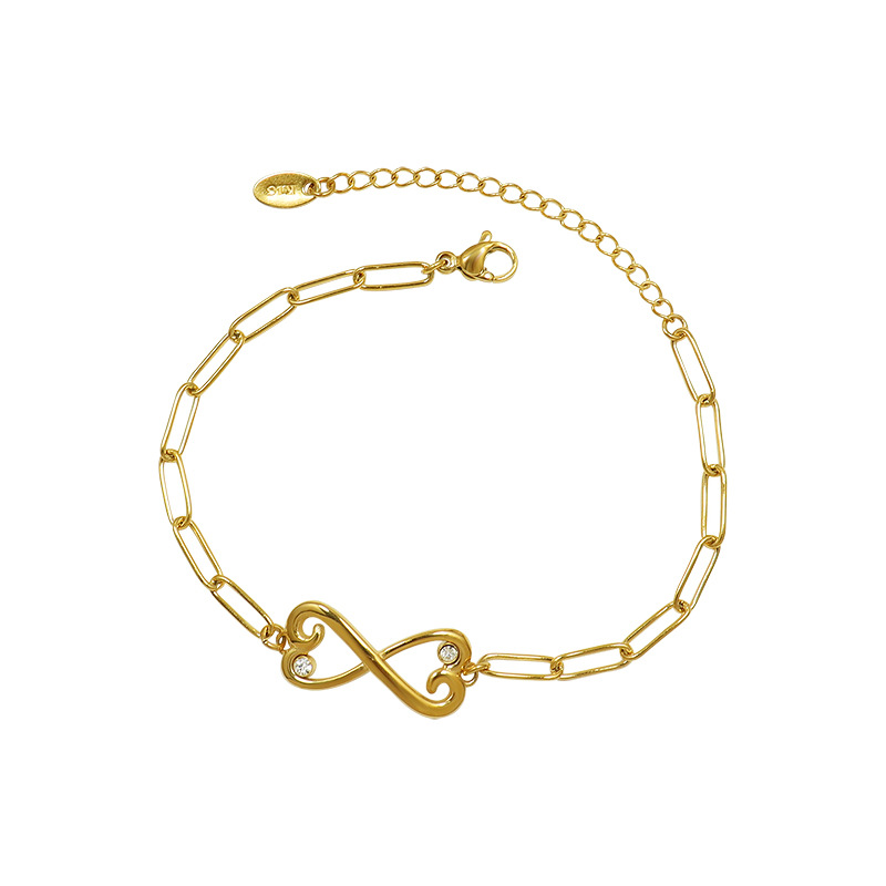 Title 1, 18K Gold Zircon Bracelet With Simple Style