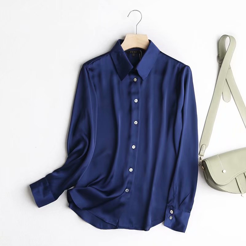 Title 6, Satin Plain Lapel Long Sleeve Shirt