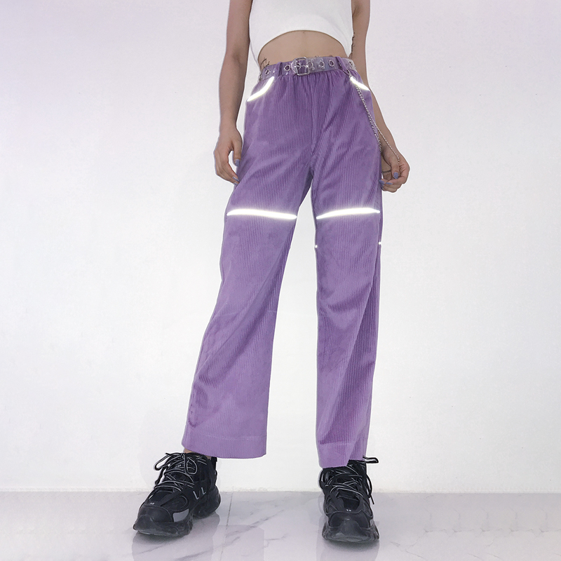 Title 6, LAVENDER REFLECTIVE CHAIN PATCHWORK TROUSERS