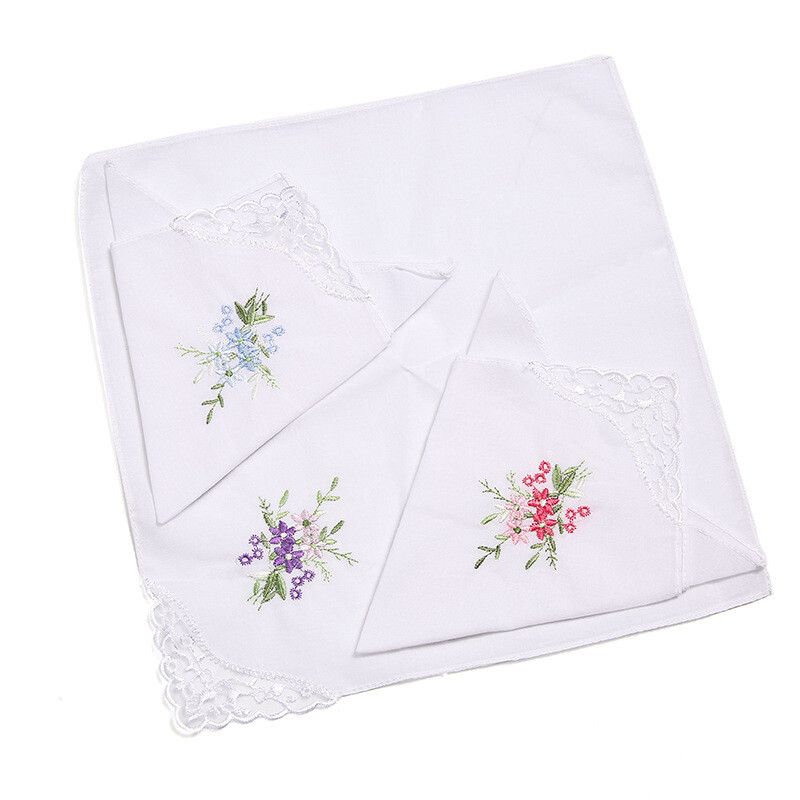 6 Pack Ladies Handkerchiefs Pure Cotton Plain White With Satin Stripe Border — image 5