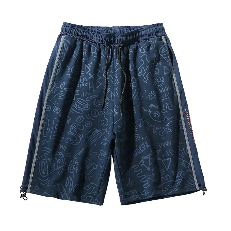 New Casual Fashion Brand Printed Youth Personality Shorts Male Reflective Five-point Pants