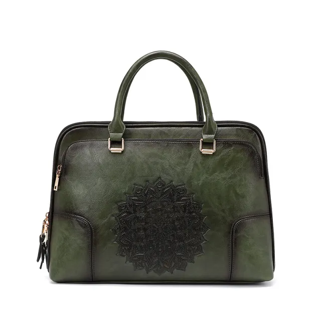 Women's Business Vintage Embossed Tote Bag Green - Shop at LoveMi
