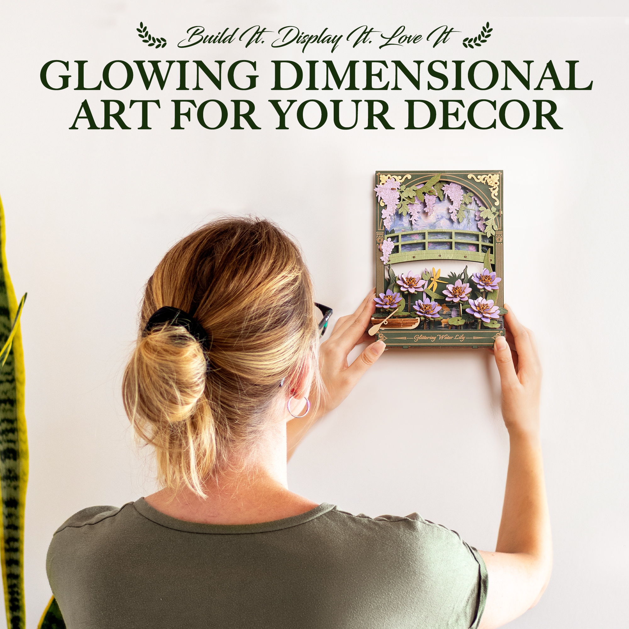 ROWOOD 3D Wooden Flower Puzzle - Flower Model With LED Lights,Desktop And Wall Display,Decorative Holiday And Birthday Gift, Artistic Flower DIY Kit For Adults And Teens