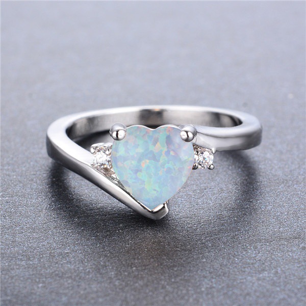 Heart-shaped Opal Ring Jewelry European And American Birthday Gift Simple Female Bracelet