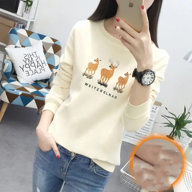 Plush Undercoat Women's Thickened Thermal Shirt 2857Apricot - Shop at LoveMi