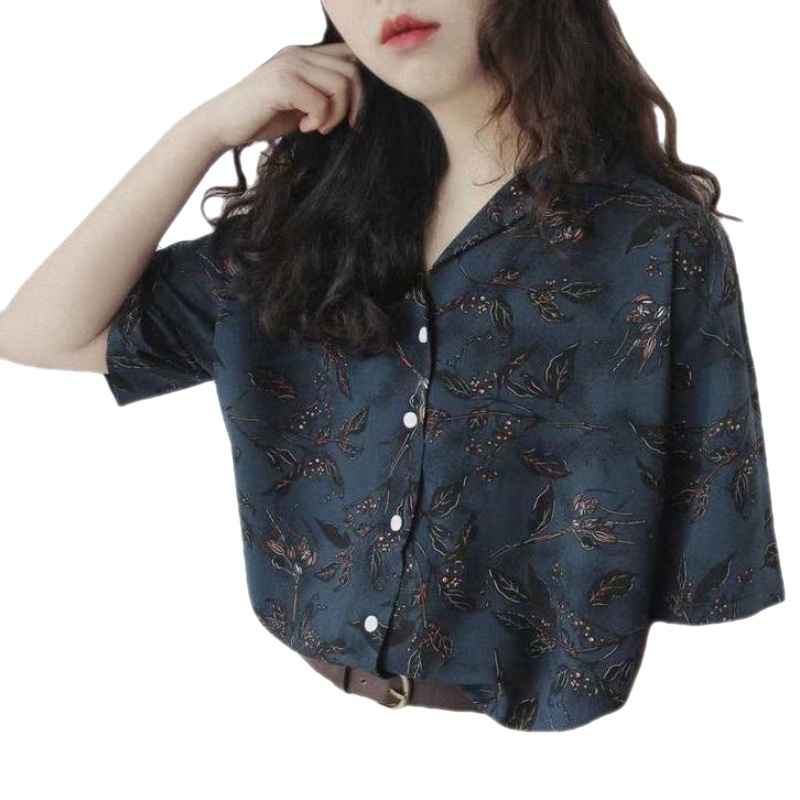 Hong Kong Shirt Women's Retro Cool Print Chic Loose Design Sense