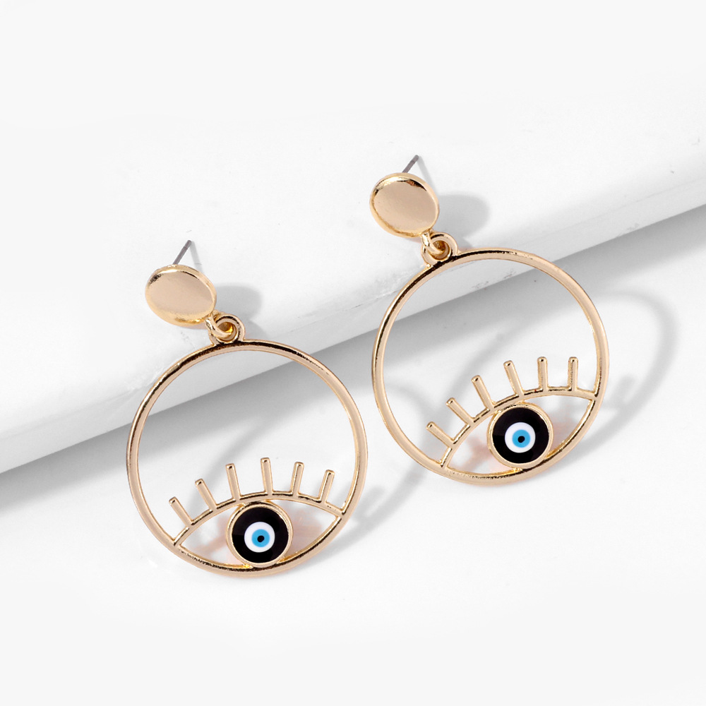 Title 1, Alloy Dripping Oil Multi-color Eyes Trendy Earr...