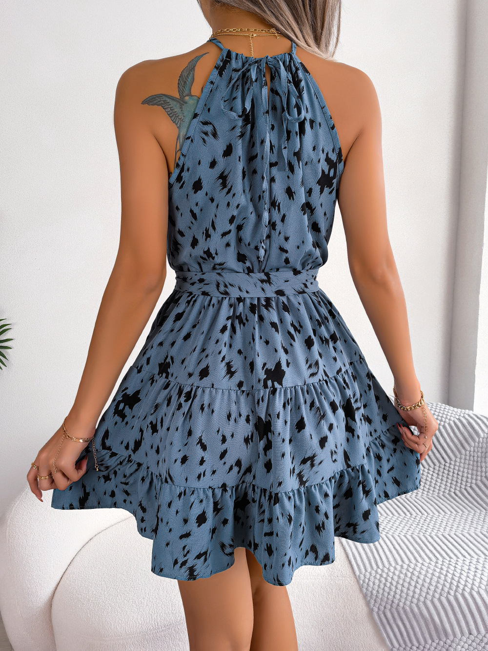 Casual Leopard Print Ruffled Swing Dress Summer Fashion Beach Dresses ...