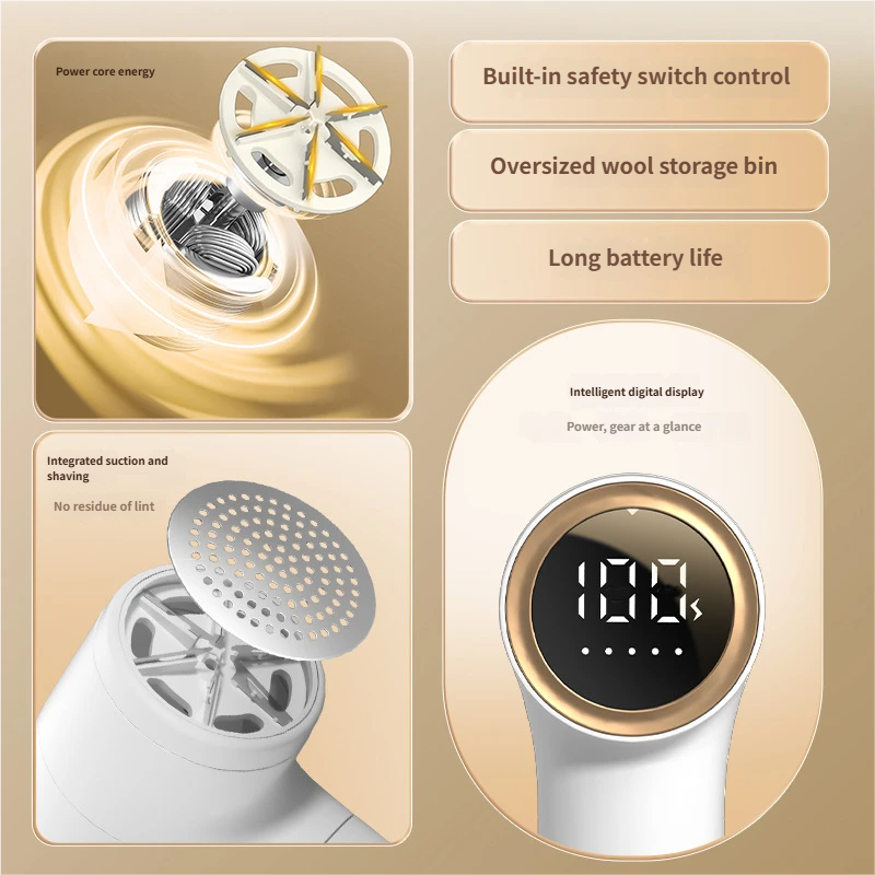 Rechargeable Lint Remover, White ABS Fabric Shaver For Clothes & Sweaters