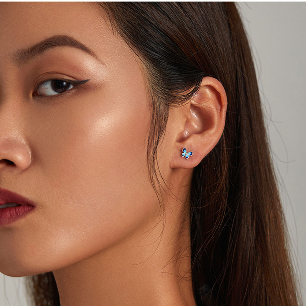 Gradient Drop Oil Exquisite Butterfly Earrings Niche