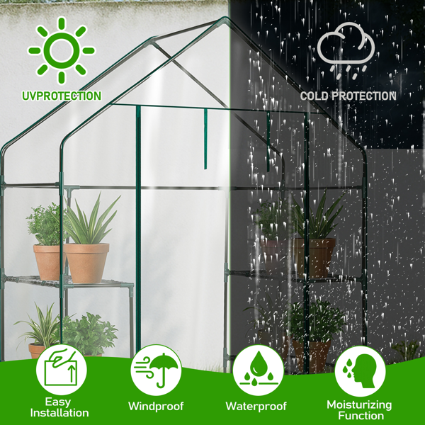Mini Walk-in Greenhouse With PVC Cover, 4-Shelf Indoor Outdoor Plant Gardening Green House For Garden Backyard, 56inch X 29inch X 77inch, Transparent — foto 8