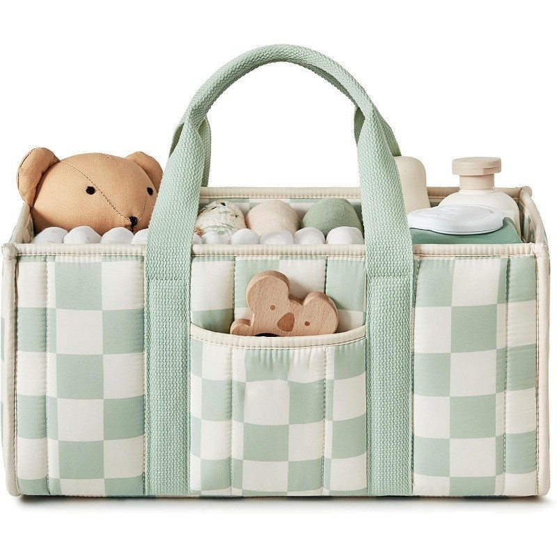 Handheld Portable Mommy Bag Large Capacity Professional Customized Maternal And Child Storage Bag Storage Bag - Green Grid