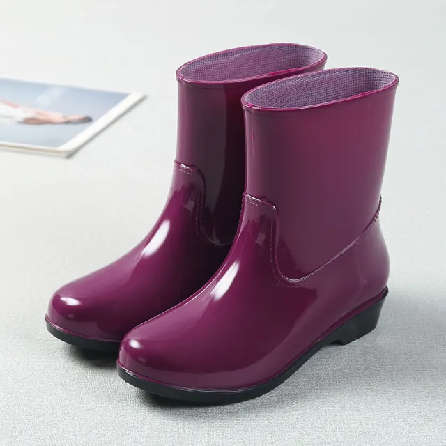 Four Seasons Rain Boots Women's Short Boots Fashion Waterproof Purple - Shop at LoveMi
