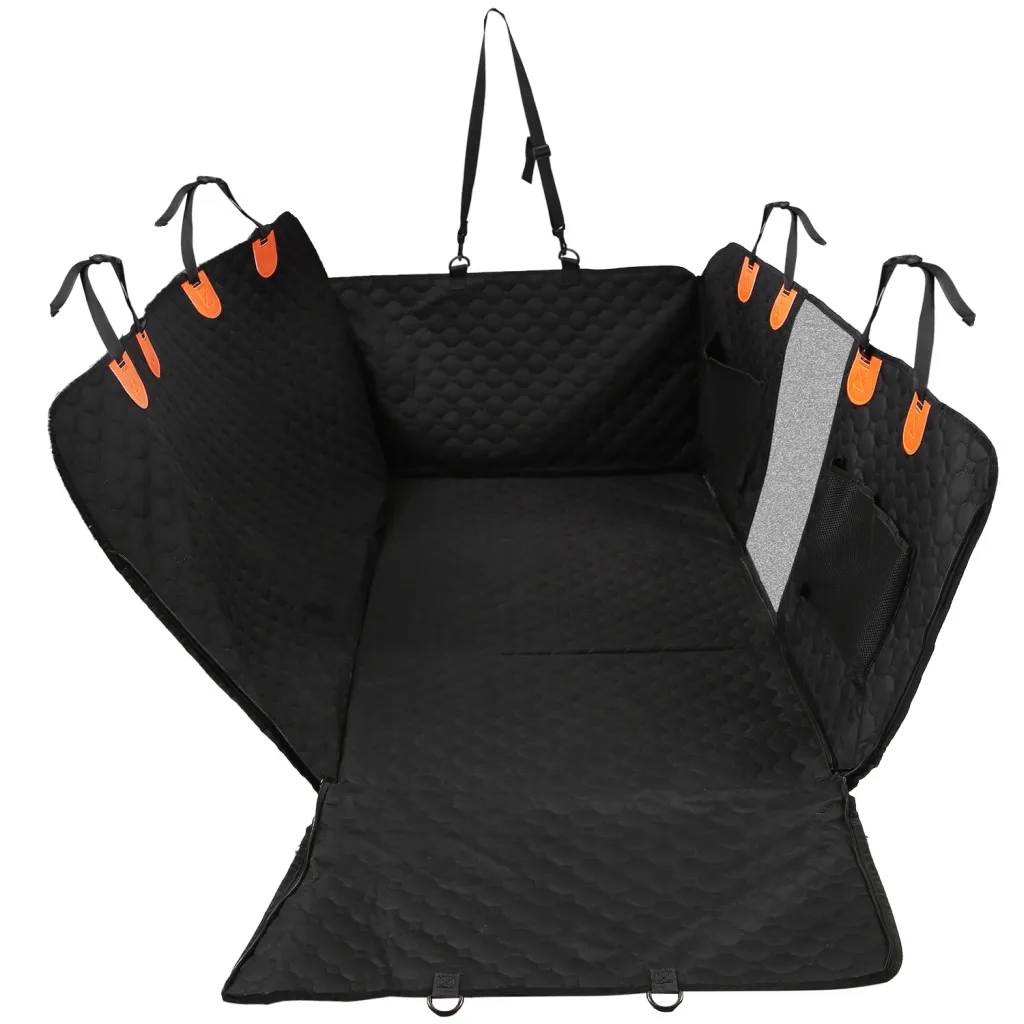 Dog Car Back Seat Cover With Zipper Mesh Window Storage Bags Waterproof 600D Oxford Cloth Car Seat Protector With Slide Flaps For Cars Trucks SUVs ...