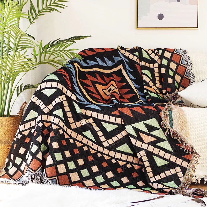 Bohemian Geometric Double Sided Blanket