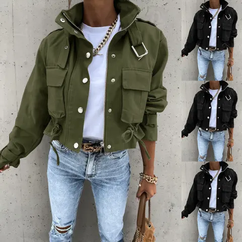 Autumn and Winter Motorcycle Jacket Coat Short Polyester Fiber