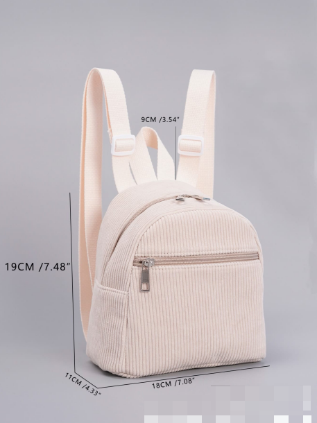 Backpack Mini Clear Color Multi Color Backpack Fashion Corduroy Backpack Simple Casual Men's And Women's Small Back-Backpack-0021 Corduroy Beige