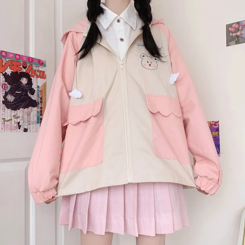 Girl's Spring And Autumn Baseball Jacket - Pink