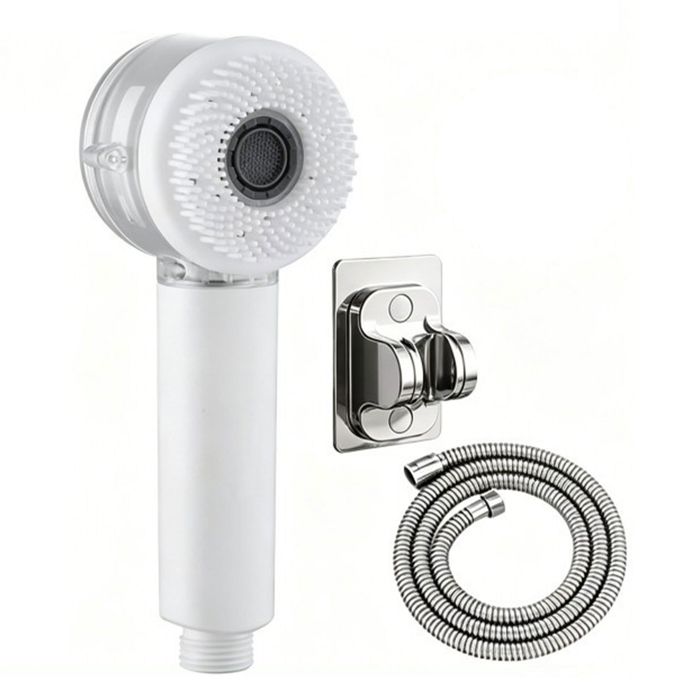 High Pressure Handheld Shower Head With Spa Massage Brush 2 Spray Modes Rain — image 6