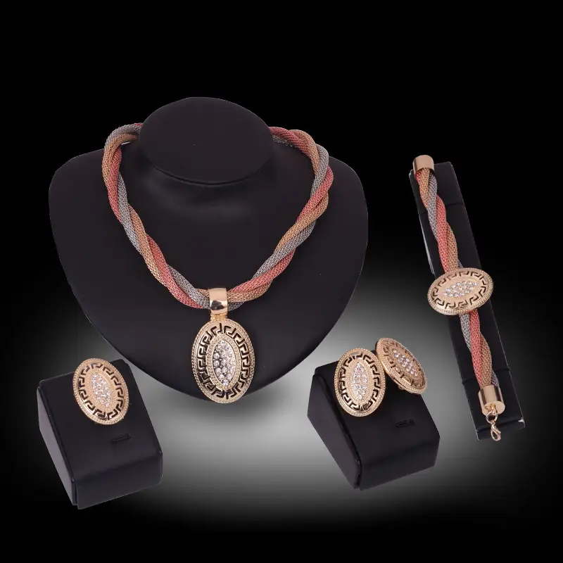 Exaggerated Four-piece Necklace Bracelets And Rings