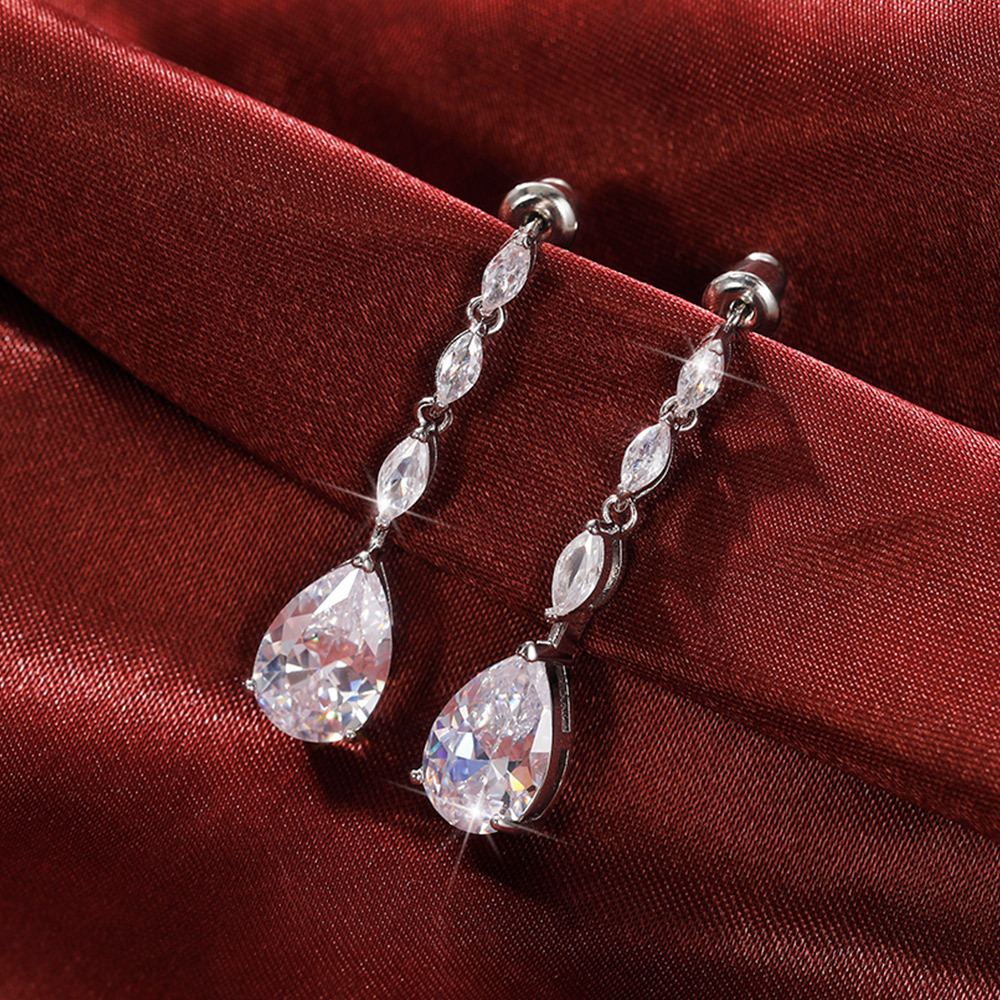 French Horse Eye Zircon Earrings Female Pear