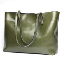 New fashion leather handbag shoulder cowhide shopping bag leather bag is simple and practical, portable - View 1