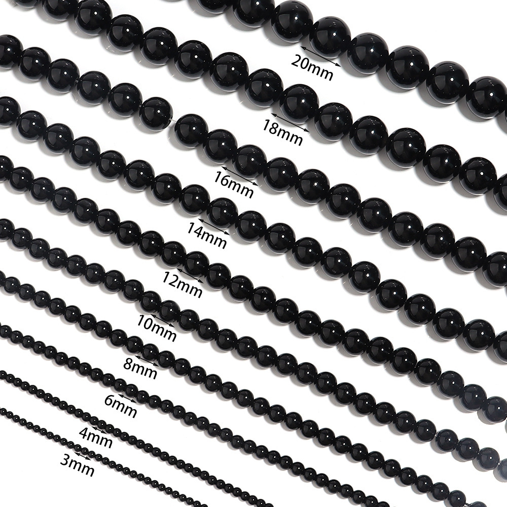 Title 1, New Black Agate Round Beads