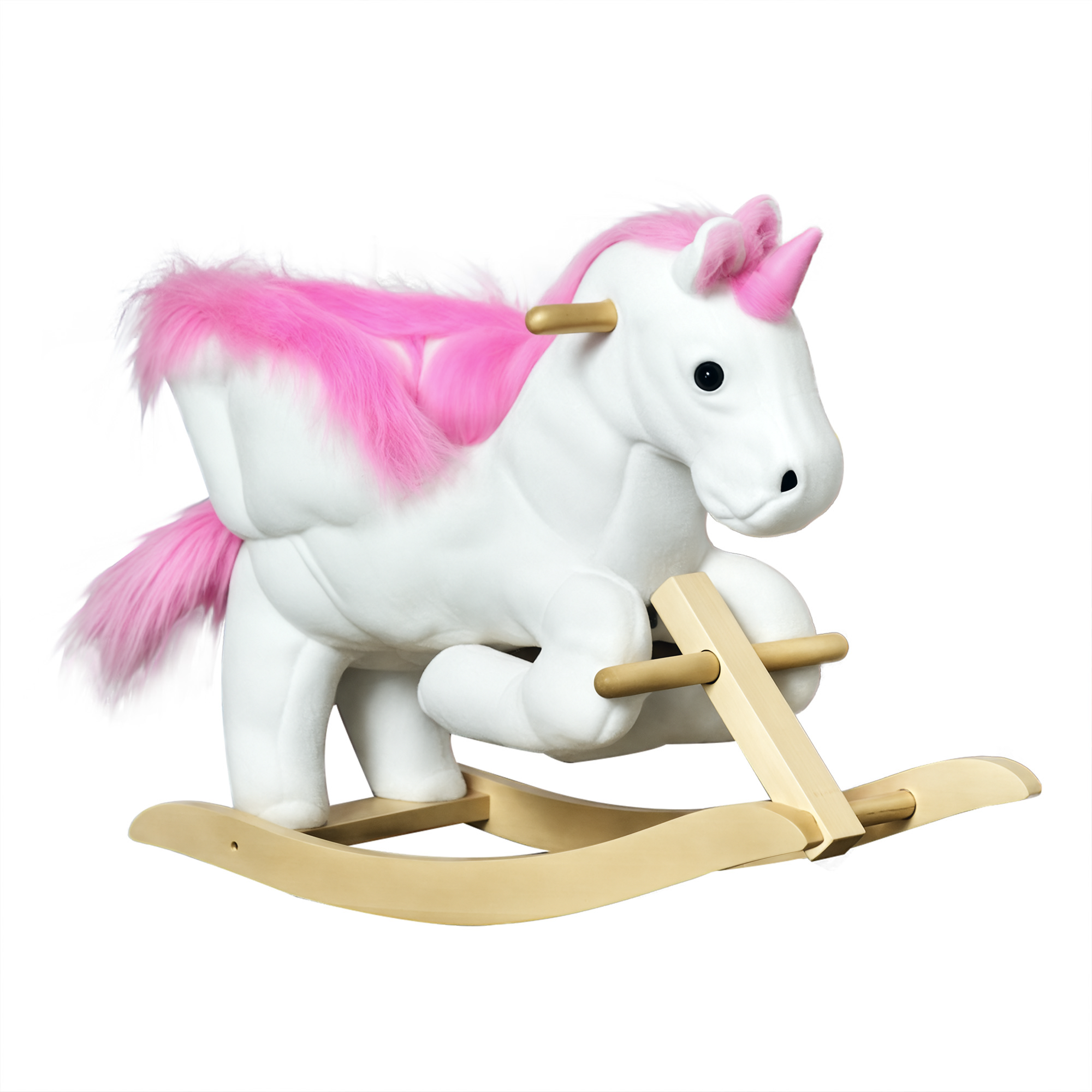 Children's Rocking Horse Unicorn Wooden Plush Riding Chair Toy With Music — image 5