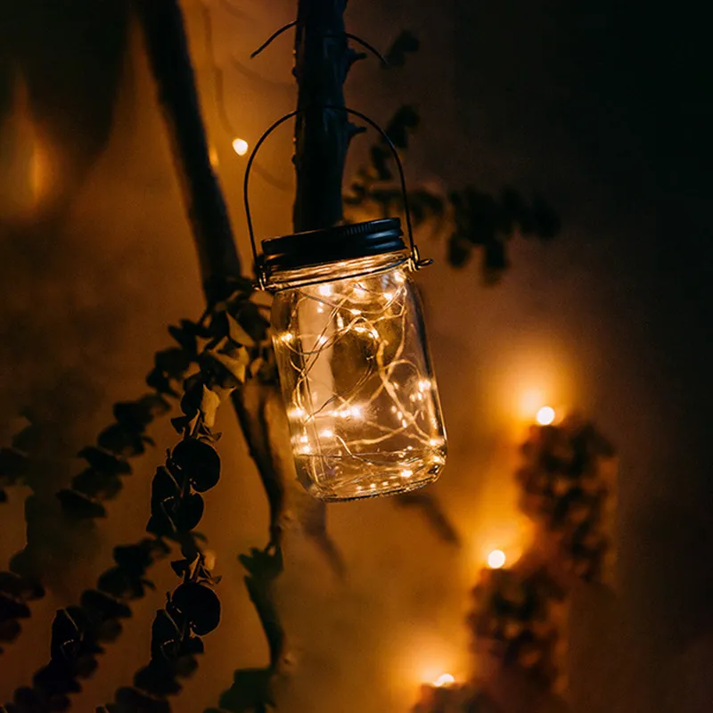 Solar Mason Jar Light Decoration Mason Jar Light Outdoor Hanging Light Mason Jar Light String – image 4