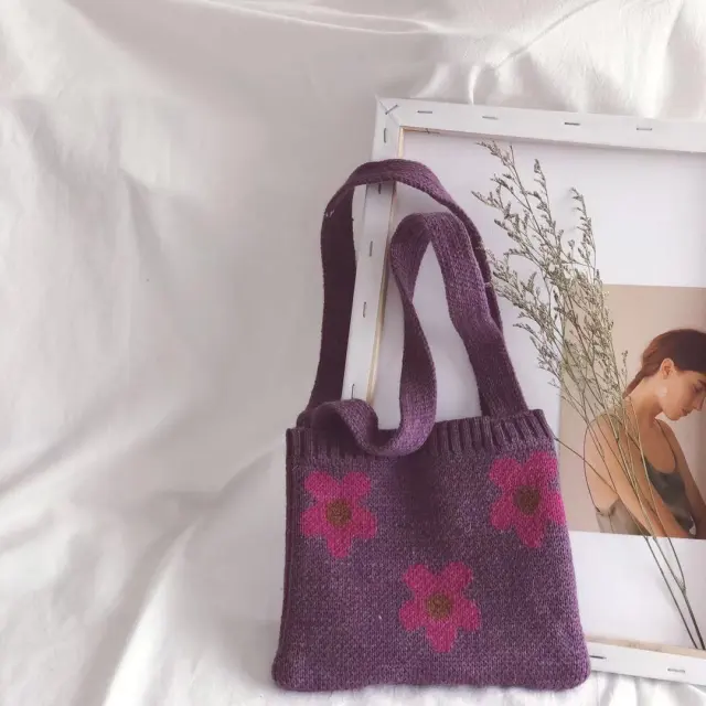 Baby Girl's Wool Knitted Shoulder Bag Purple - Shop at LoveMi