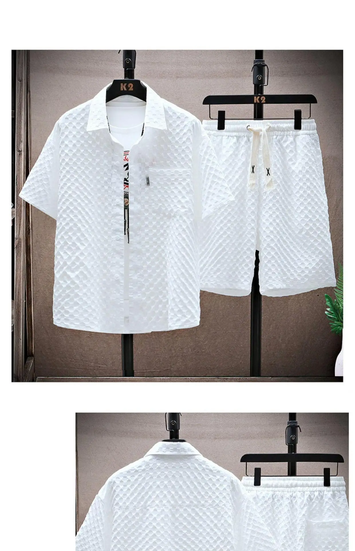 Youth Summer Suit Men's Loose Casual Shirt Short-sleeved Shorts