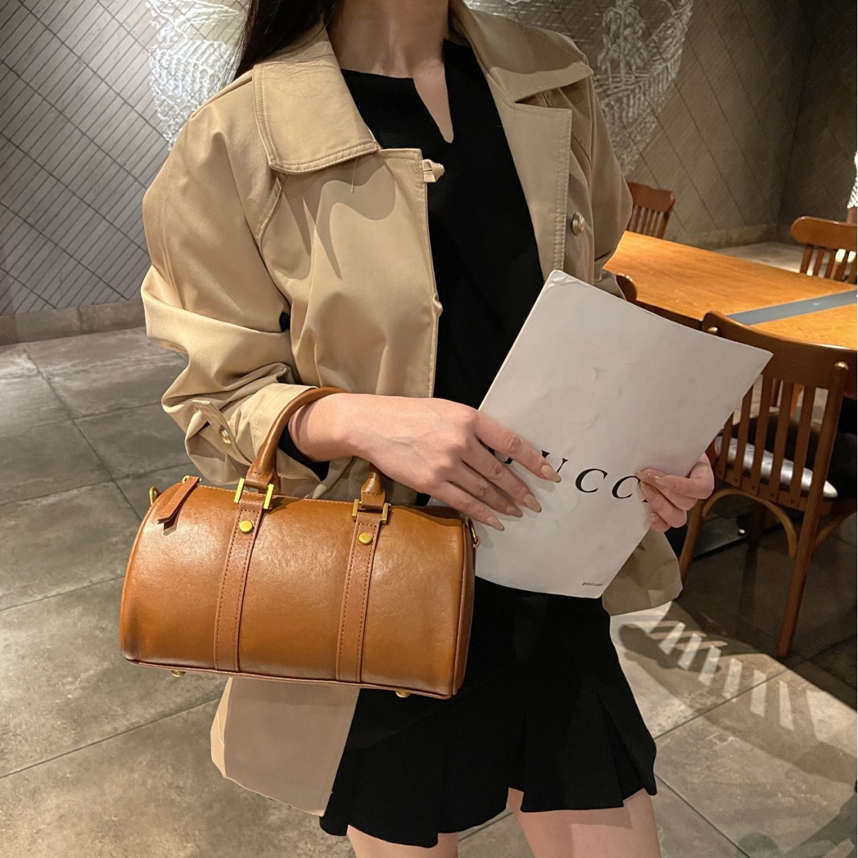 Genuine Leather Melard Vintage Handbag, Cross-Border Women's Bag, Light Luxury Chic Boston Top-Layer Cowhide Shoulder Bag 6