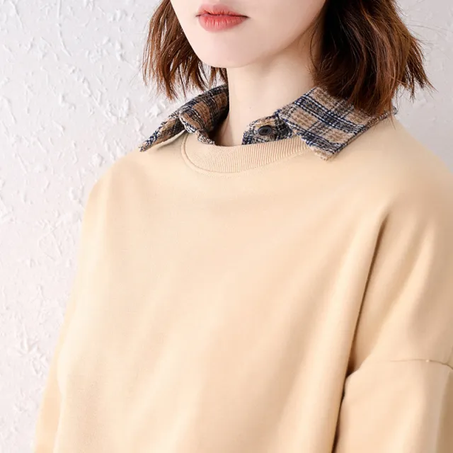 Women's Spring And Autumn Slim Pure Cotton Long Sleeve Sweater Camel - Shop at LoveMi