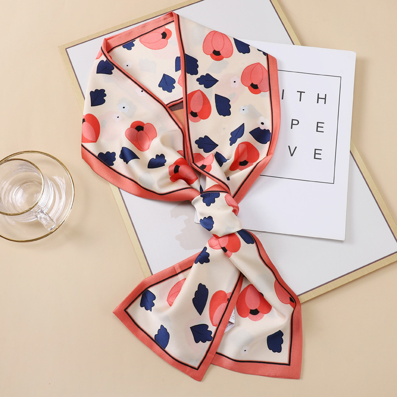 Small Silk Scarf Thin And Long Hair Binding Double Layer