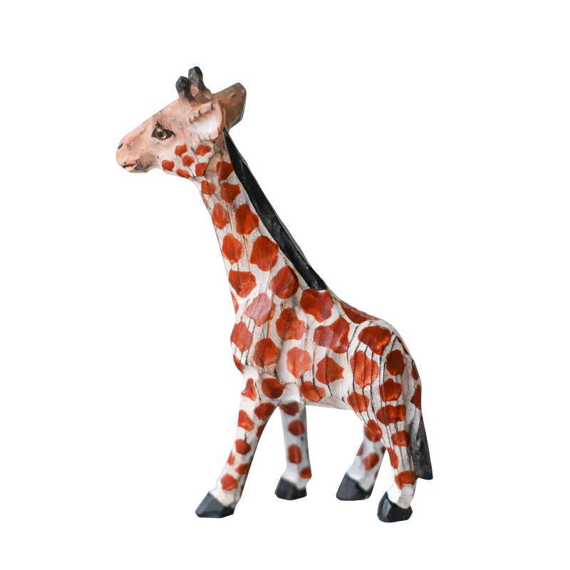 sculpture sur bois Giraffe Artisanale ANZU