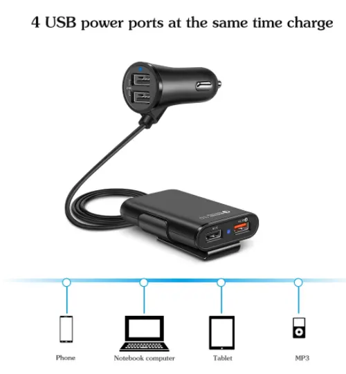 Compatible with Back Seat Car Charger QC3.0 2.4A3.1A 4
