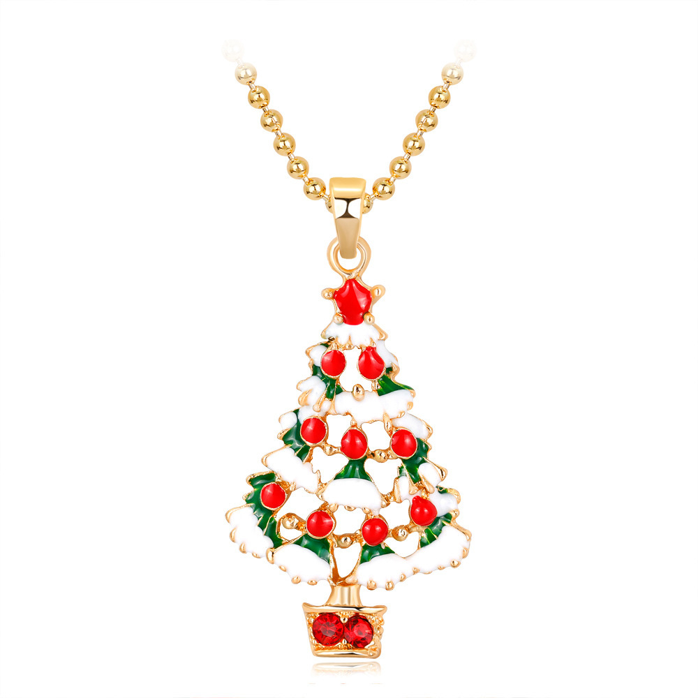 Christmas Tree Hat Old Man Pendant  Necklace