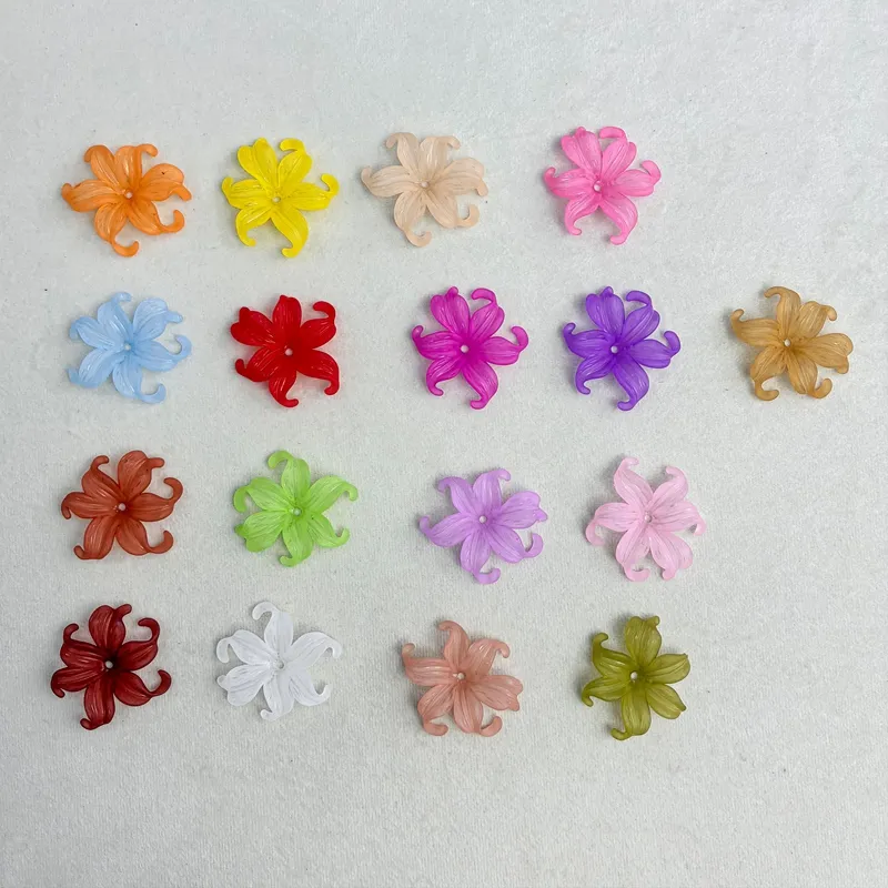 Matte Acrylic Curled Petal Iris Charms, Translucent